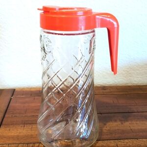 Vintage Retro 60's 70's TANG Glass Anchor Hocking 1 Quart Pitcher with Lid EUC